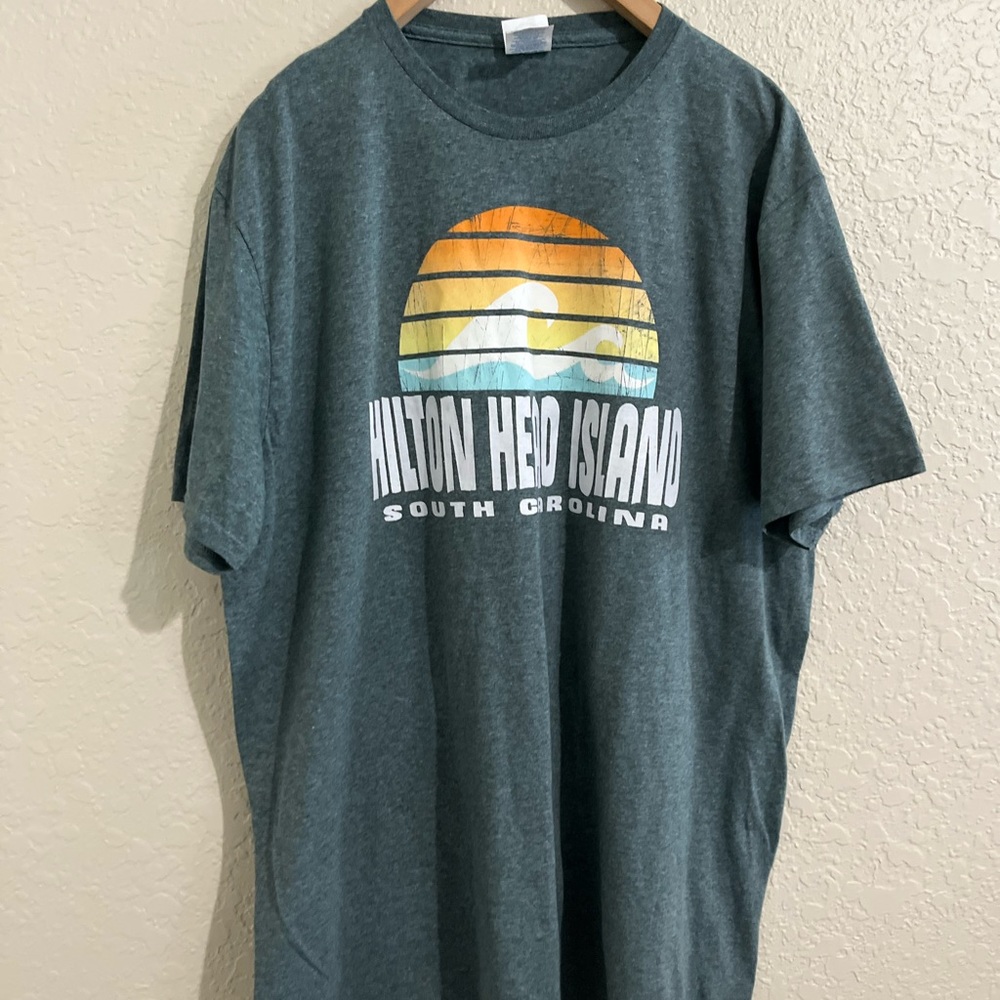 HILTON HEAD ISLAND South Carolina T-shirt Summer Beach Waves Delta Tag Xl